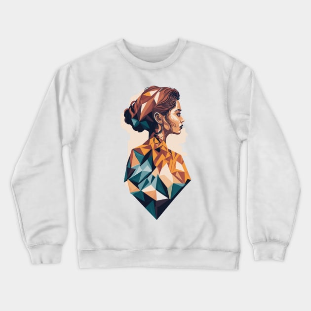 geometric woman from behind Crewneck Sweatshirt by Luvleigh